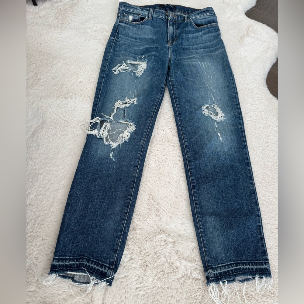J Brand - Maria Straight Crop Distressed Jeans - Blitz Wash